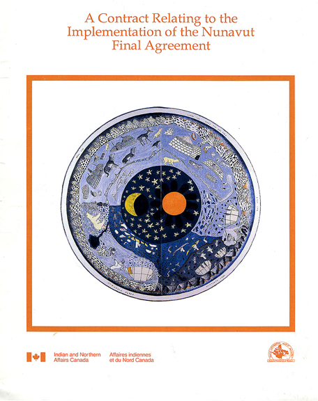 Here's the front cover of the 1993-2003 implementation contract for the NLCA that expired in 2003 and was never renewed after negotiators from NTI and the federal government could not resolve major disputes over issues like Inuit training under Article 23, the Nunavut Arbitration Panel, and funding for institutions of public government, like the Nunavut Impact Review Board. 