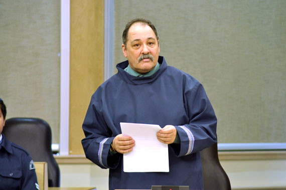 Tununiq MLA Joe Enook grilled the housing minister, George Kuksuk, on opening day of the legislature May 26, on why some staff housing in Pond Inlet are left empty for years while his constituents suffer in overcrowded housing. (FILE PHOTO)
