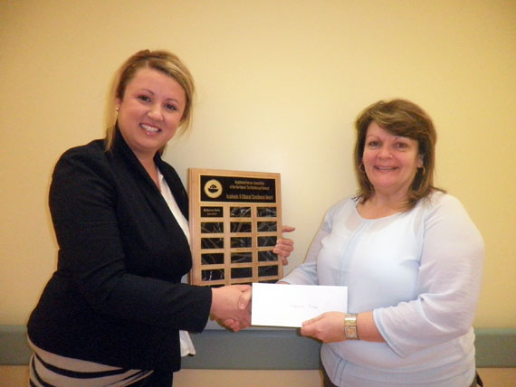 Rebecca Fada, left, of Iqaluit, is the first Nunavut Arctic College recipient of the prestigious Student Graduate Award for academic and clinical excellence, presented to her this week by Jennifer Pearce of the Registered Nurses Association of Nunavut and Northwest Territories. Since 2000, NAC's nursing program has operated in collaboration with Dalhousie University. 