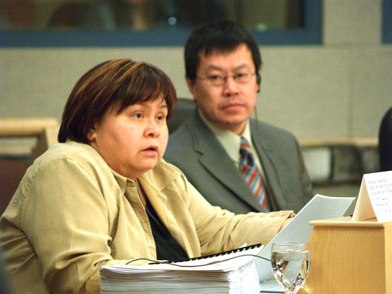 Rosemary Keenainak in 2008 when she served as deputy minister of economic development and transportation, at the legislative assembly with Peter Ma, who then served as deputy minister of finance. Keenainak is now assistant deputy minister of health, a department that Ma headed for several years, including the period when the Nunavut suicide prevention strategy was developed. Ma was shuffled into the presidency of Qulliq Energy Corp. in November 2013 and now works as president of Nunavut Arctic College. But Ma was deputy minister of health in 2011 when the GN released the strategy with no budget attached to its various items. On Sept. 18, speaking under oath at a coroner's inquest, Keenainak could not answer questions about how the Nunavut suicide prevention plan will be renewed or when it will be implemented. (FILE PHOTO)