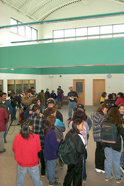 In an undated file photo, middle school students in Iqaluit gather for the first day of school. In an audit report released Nov. 19, 2013, the Auditor General of Canada has found Nunavut will not create an English-Inuktitut bilingual school system by 2019-20. A special committee of Nunavut MLAs set up to review the Education Act recommends the act be changed to create goals that are “practical, realistic and attainable,