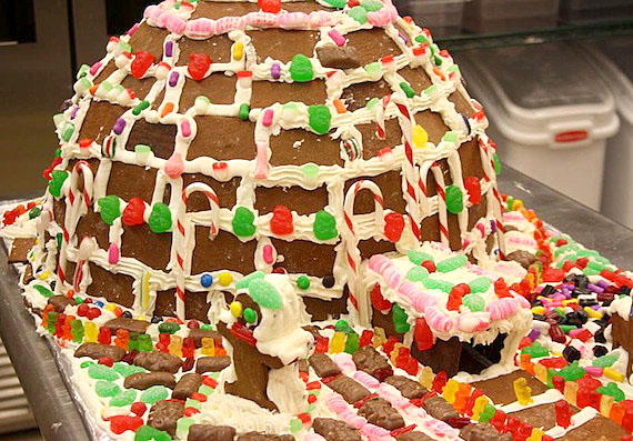 A gingerbread igloo for Christmas: that's what students in Nunavut Arctic College's cooking program crafted for a holiday project. The students' plan is to donate this igloo to the community to be raffled off to raise funds for the food bank. (PHOTO COURTESY OF ANDY POISSON)