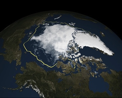 Here's a map of Arctic sea ice on Sept. 11, 2015, the date it reached its fourth-lowest extent in the satellite record. (IMAGE COURTESY OF NOAA)
