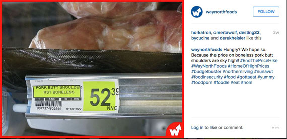 Here's a slide from a parody Instagram account set up for the fictitious Way North Foods grocery store.