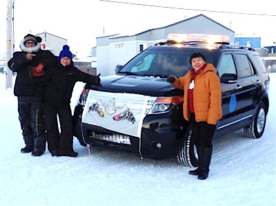 Nez Rouge volunteers, from left, Robert Levy-Powell, Nellie Iquq and Louisa Kuananack helped drive home Puvirnituq residents and Christmas party goers over an 11-day period. (PHOTO COURTESY OF L. ITTUKALLAK)