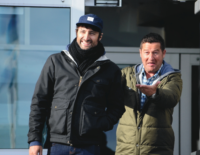 Dany Turcotte, host of La Petite Seduction, unveils mystery guest Louis-Jean Cormier to a crowd of about 50 people in Iqaluit June 26 before shooting the popular Quebec reality TV show in Nunavut's capital. (PHOTO BY DAVID MURPHY)