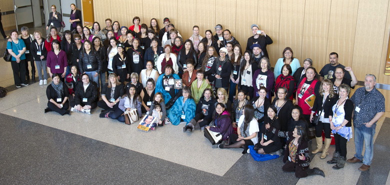 Family members of missing or murdered Indigenous women and girls pose for a photo at a national roundtable on the issue in Winnipeg Feb. 24 to Feb. 26. (PHOTO COURTESY ITK)