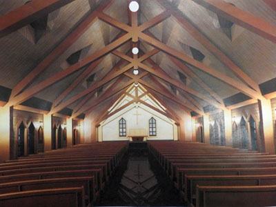 The inside of St. Stephen's church will feature high ceilings and natural wood finish and beams. Construction on the new church will begin this summer. (IMAGE COURTESY OF N. BLAIS)