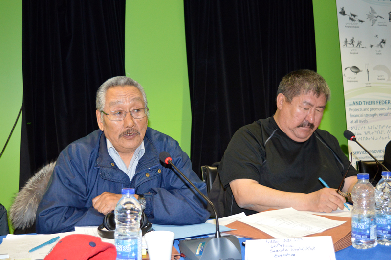 The FCNQ’s vice-president for the Hudson coast, Saroillie Weetaluktuk, left, and president Aliva Tulugak were both returned to their roles by acclamation last week in Kuujjuaq. (PHOTO BY EMANUEL LOWI)