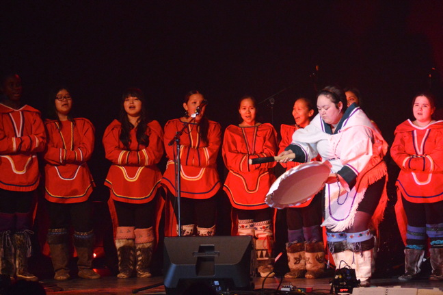 The Inuksuk Drummers and Dancers perform during a National Aboriginal Day concert in Iqaluit June 21. Statistics Canada says that by 2036, the population of Inuit in Canada could grow from the current 63,000 to about 95,000. (PHOTO BY STEVE DUCHARME)