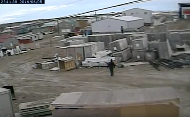 In this image taken from a video posted on Facebook, you can see kids playing in the yard of the Cambridge Bay Housing Association June 5 after 11 p.m. 