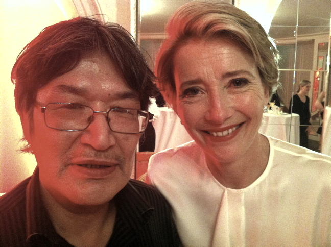 Actor Emma Thompson with Igloolik filmmaker Zacharias Kunuk at the Berlin film festival in February. Thompson, a climate change activist, plans to visit Clyde River this summer as part of a community visit by Greenpeace Canada. (PHOTO COURTESY Z. KUNUK)