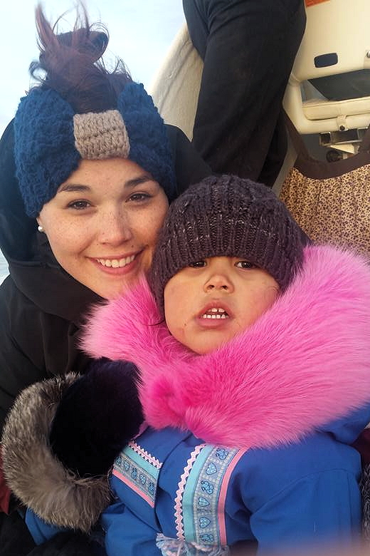 Neoma Cox and daughter Brianna Aug. 19 during a family trip to her father, Andrew Cox's, cabin. Cox, who won this year's Qikiqtani Inuit Association John Amagoalik Journalism Scholarship, said she's going to Arctic College to give herself, and her daughter, a better life. (PHOTO BY VERA JONES)