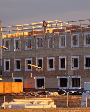 One of three buildings now under construction by Northview REIT in Cambridge Bay, with a total of 36 one- and two-bedroom units, some of which have been set aside for Government of Nunavut staff housing. (PHOTO BY JANE GEORGE)
