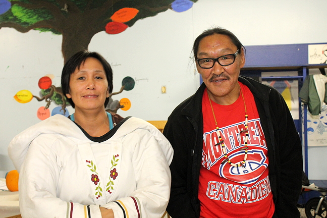 Ottawa-based Inuit Deborah Tagornak and Sytukie Joamie at the Ottawa Inuit Children's Centre annual general meeting Oct. 20. (PHOTO BY KELLY BUELL)