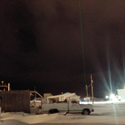 Gideonie Joamie posted this photo on social media of an unidentified green light Nov. 17. The light is actually one of three lights—although the only one visible to the eye— that’s emitted into the atmosphere to detect aerosols, or small particles in the atmosphere, from the ground up to an altitude of 15 kilometres. (PHOTO COURTESY OF G. JOAMIE)