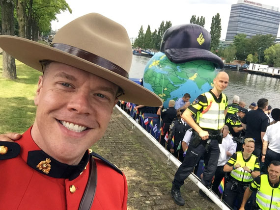 Nunavut RCMP Cst. Brendan Harkness snaps a selfie at World Pride in Amsterdam, which he attended earlier this year. The Nunavut officer and LGTBQ representative for its V Division is speaking to students at Iqaluit's Inuksuk high school this afternoon as part of the school’s Pride Week. Harkness will talk to students about his experience as an openly gay member of the RCMP, highlighting the importance of kindness and commitment to others. You can read Harkness’ story here: http://bit.ly/2gprZcG (PHOTO COURTESY OF THE RCMP) 