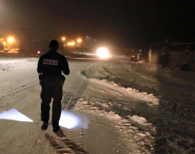 A KRPF officer responds to a report of a shooting in Akulivik Nov. 16 No one was injured in the incident. (SUBMITTED PHOTO)