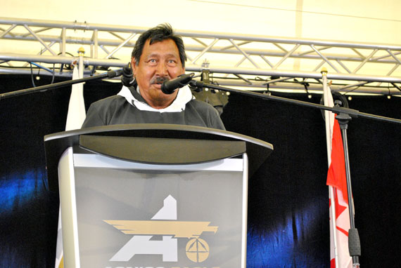 Baker Lake Mayor David Aksawnee is pictured here in 2010 at the opening celebrations for Meadowbank mine. He was re-elected as mayor in the Kivalliq community Dec. 12. (FILE PHOTO)