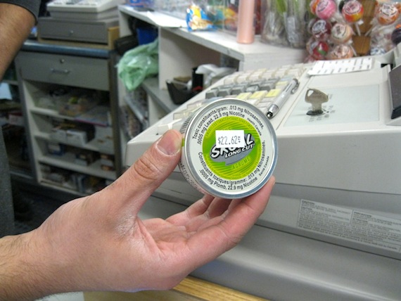 If you want snuff in Iqaluit, you may have to settle for this citrus-flavoured Skoal Long Cut, the only brand which now remains in stock at a local store in Iqaluit. (PHOTO BY PETER VARGA)
