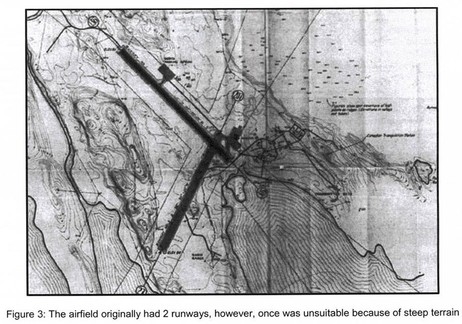 This old map illustrates the two runways that comprised the original version of the Iqaluit airport. 