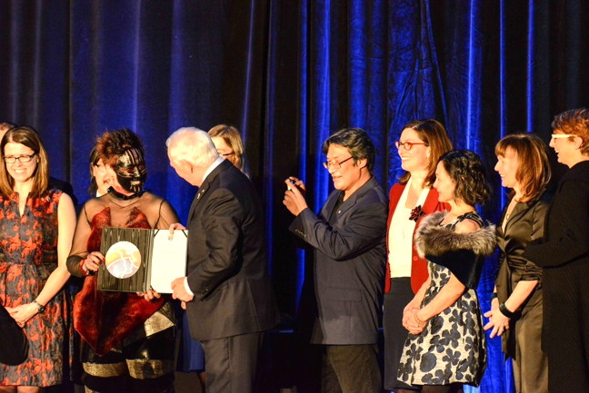 Members of the Qaggiavuut Society accept their $600,000 Arctic Inspiration Prize in January. (FILE PHOTO)