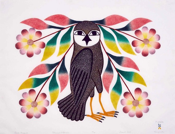 Kenojuak Ashevak's Owl’s Bouquet attracts many admirers: The Dorset Fine Arts print sold for $6,875, June 27 in Toronto at a Waddington's auction. which combined almost 200 pieces of Canadian, Inuit and Indigenous art, decorative art and collectibles. Ashevak's Owl stonecut print from 2007 is featured on a commemorative bank note celebrating Canada's 150th anniversary—and Waddington's Inuit art specialist Christa Ouimet said the print received many comments from those at the auction and at its preview event. 