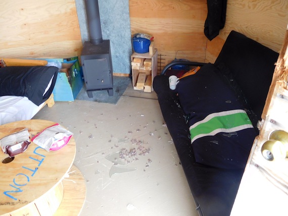 It's a mess in this cabin, one of five cabins around Igloolik that the RCMP says were vandalized. (PHOTO COURTESY OF THE RCMP)