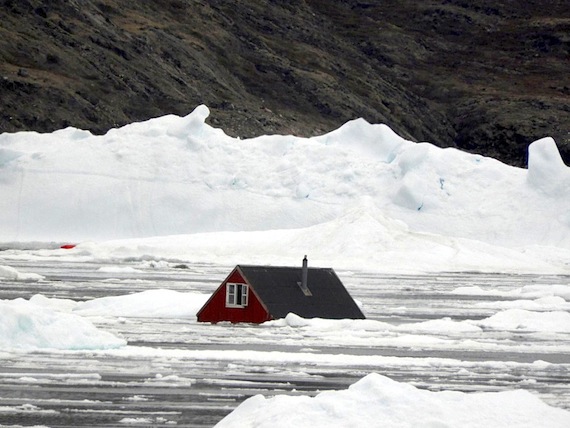 To understand the devastation caused by the June 18 tsunami in Greenland, you can consider this photo of a house from Nuugaatsiaq, where 11 houses were swept into the sea, from by the Arctic Joint Command which visited the village this week.