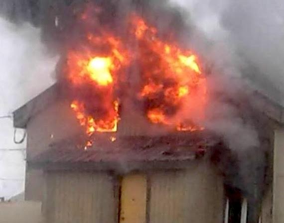 A June 13 fire destroyed a duplex in Pond Inlet. Police are investigating how the blaze started. (TWITTER PHOTO) 