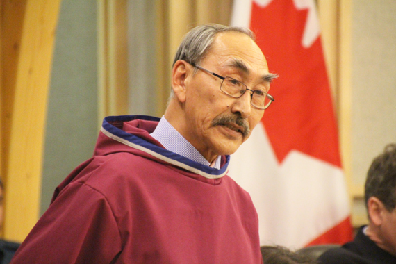 Minister of Education Paul Quassa Makes an appeal for support for Bill 37, proposed changes to the territory's Education and Inuit Language Protections Acts, during the second last day of the spring sitting of the legislative assembly June 7. (PHOTO BY BETH BROWN)