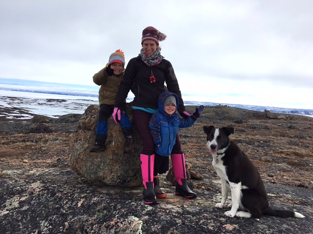 Rachel Théoret Gosselin with her two sons, Henri Théoret-Simard, left, Clément Théoret-Simard, and their dog Halbert. The two boys will be too old for daycare by the time the Tundra Buddies Daycare Society, of which Rachel Theoret-Gosselin is the president, opens a new 60-child daycare in 2019. (PHOTO COURTESY RACHEL THEORET-GOSSELIN)