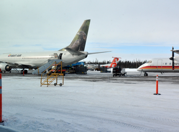 August tends to be a busy season for both air passengers and cargo destined to Nunavik; First Air said demand is even higher this year. That's delayed the shipment of food and other goods to the region's largest community. (PHOTO BY SARAH ROGERS) 