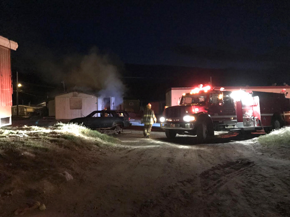 Pangnirtung firefighters responded to two different fires late Aug. 23. There have been five fires in total in the Baffin community since the beginning of the week. (PHOTO BY D. KULUGUQTUQ) 