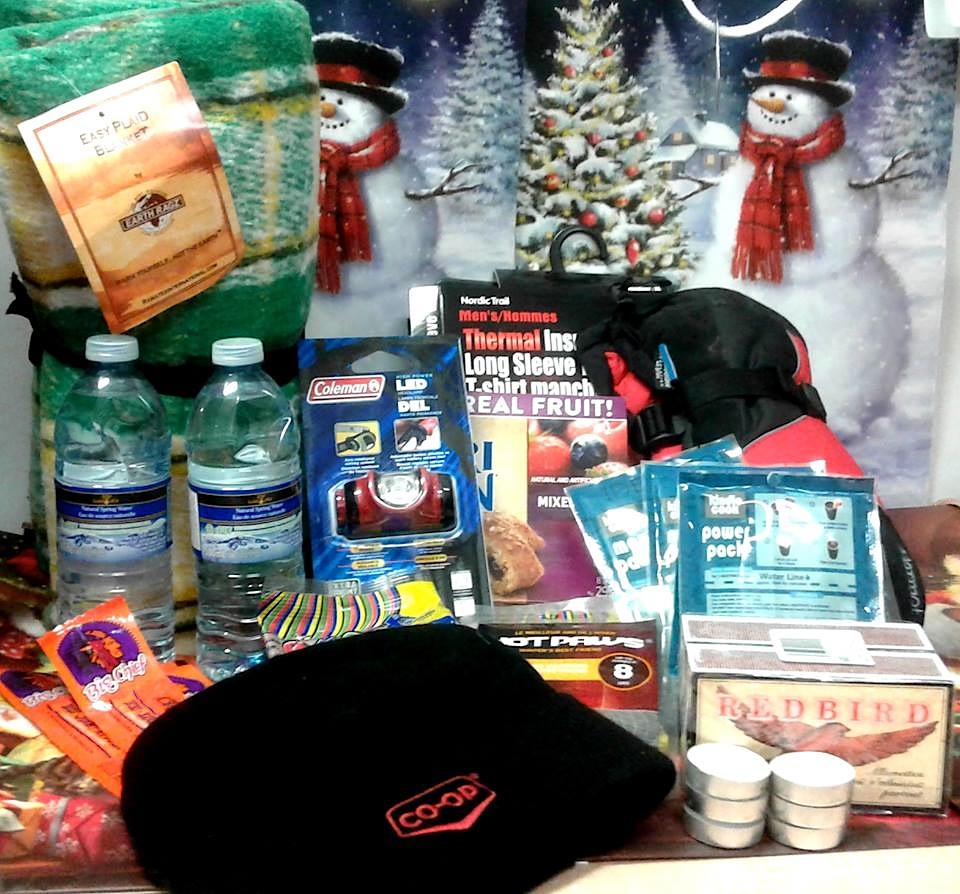 Worried about the weather? The co-operative store in Baker Lake has put together an emergency pack to help you get through storms. While Iqaluit remained shutdown Nov. 21 due to wind, Baker Lake was in the throes of a blizzard, with 60 km/h winds gusting to 90 km/hr and a wind chill of minus 28 C. (PHOTO COURTESY OF THE BAKER LAKE CO-OP/FACEBOOK)