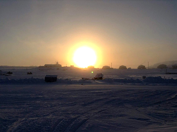 Robin Peetooloot snapped this photo of the mid-day sun in Taloyoak illuminating the horizon on Jan. 31. The sun currently sets in the Kitikmeot community at around 2 p.m. (PHOTO BY ROBIN PEETOOLOOT)