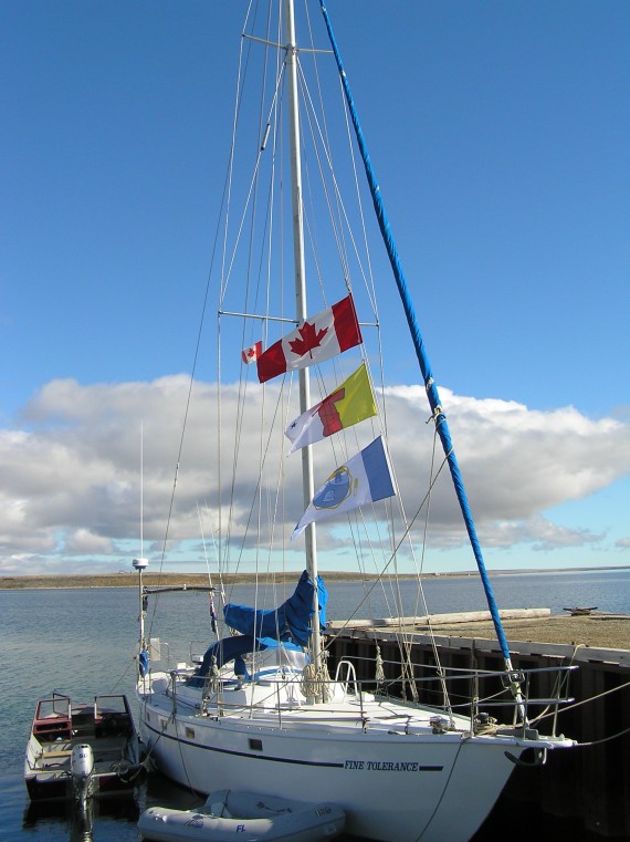 A yacht is spotted in Cambridge Bay in 2005. While cargo ships and government icebreakers make up most of the Canadian Arctic’s ship traffic, the fastest-growing category of vessel consists of small pleasure craft like this, concentrated in the Northwest Passage during the summer. (IMAGE COURTESY OF EMMA STEWART)
