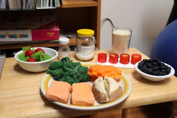 Iqaluit dietitian Madonna Achkar uses plastic food samples like these when she speaks with her clients about developing balanced eating habits. (PHOTO BY BETH BROWN)