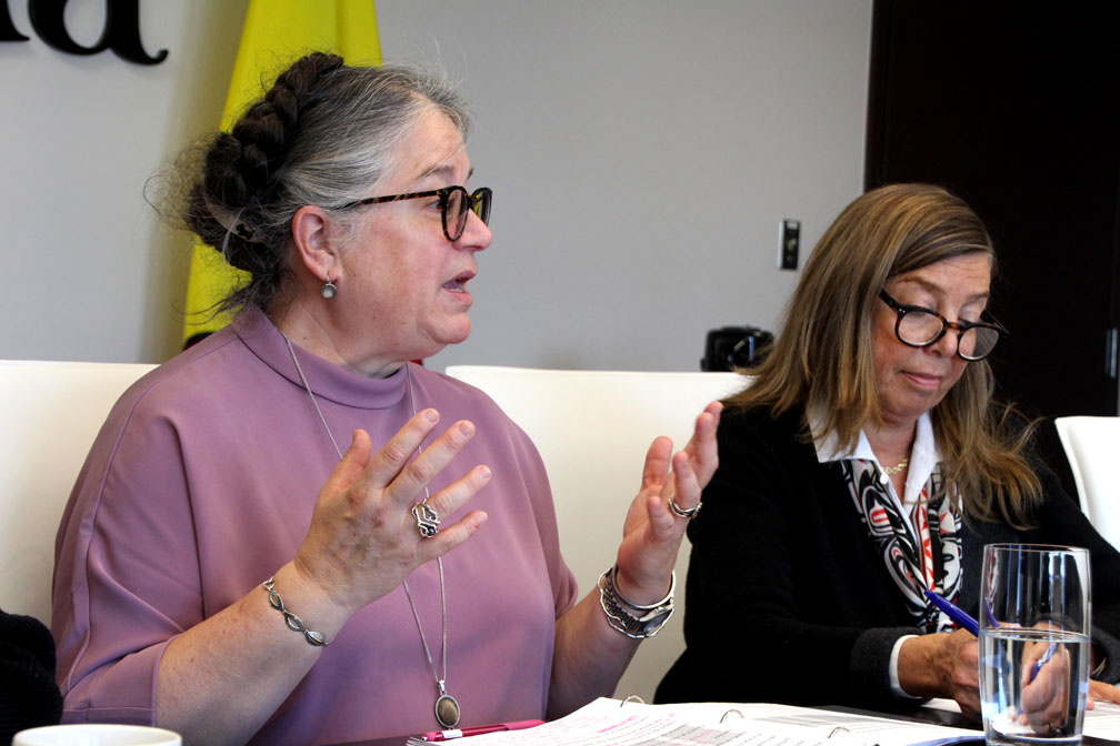 Remote and rural areas are on her radar, National Revenue Minister Diane Lebouthillier tells Iqaluit business people on April 16. (PHOTO BY BETH BROWN)