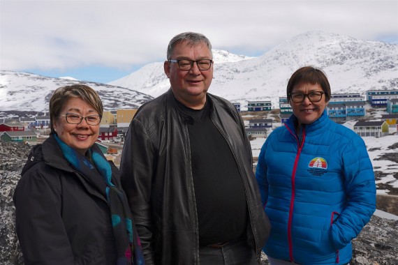 Members of an Inuit Circumpolar Council commission met in Nuuk, Greenland last week to discuss plans to protect Pikialasorsuaq, or the North Water Polynya, an area of ice-free water that lies between Nunavut and Greenland. The commission says it has crafted a plan to act on recommendations it released in 2017. Among other things, the commission wants Inuit from Nunavut and Greenland to be able to travel between the two jurisdictions without passports. From left: Eva Aariak, the Canadian Pikialasorsuaq commissioner; Kuupik Kleist, the Pikialasorsuaq commissioner for Greenland; and Okalik Eegeesiak, the chair of ICC and an international Pikialasorsuaq commissioner. (PHOTO COURTESY OF ICC)