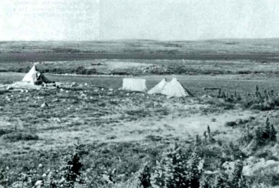 This photo by Geert van Steenhoven shows Ennadai Lake in 1955, with the tents of some of the Ahiarmiut who called the area home. (PHOTO COURTESY OF ITK)
