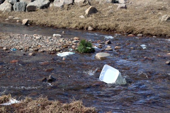 Here’s a look at the trash collecting in an Iqaluit brook. (PHOTO BY BETH BROWN)