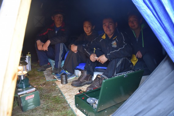 This Iqaluit family found itself homeless after the shed they were living in caught fire on Saturday, July 14. Thanks to donations by the Red Cross, Arctic Ventures and Baffin Gas, they are now fitted out with a tent, camping gear, groceries and other supplies. (PHOTO BY COURTNEY EDGAR)