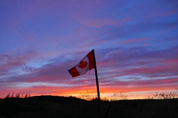 Allen Gordon took this photograph of the Canadian flag against the setting sun in Kuujjuaq on Thursday, June 28. (PHOTO BY ALLEN GORDON)
