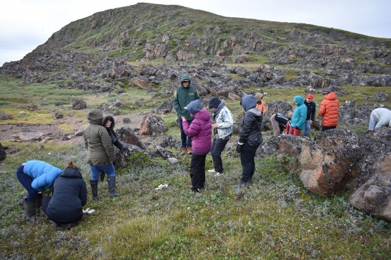 As part of the City of Iqaluit's Learn To workshops, Leesee Papatsie, who works for Nunavut’s Department of Environment, guided a tundra tour about traditional plant uses. Nearly 20 people walked through Apex’s Rotary Park, digging up roots to eat, tasting leaves and chewing on fluffy white mushrooms. (PHOTO BY COURTNEY EDGAR)