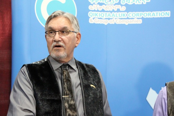Harry Flaherty, the president and CEO of Qikiqtaaluk Corp., speaks on Wednesday, Sept. 19 during an announcement that QC now wholly owns Qikiqtaaluk Fisheries Corp. and factory freezer trawler, FV Saputi. (PHOTO BY BETH BROWN