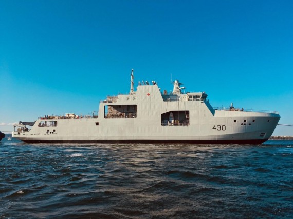 Irving Shipbuilding Inc. launched this vessel, HMCS Harry DeWolf, on Sept. 15. The navy will take over ownership of the ship next summer. (PHOTO COURTESY OF THE CANADIAN ARMED FORCES)