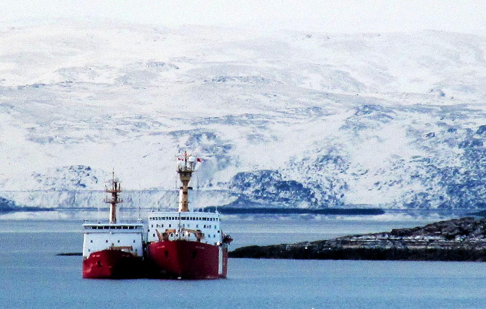 Lynda Gunn spied the Canadian Coast Guard vessels Henry Larsen and Louis St. Laurent tied up together off Iqaluit on Saturday, Nov. 3. (PHOTO COURTESY OF LYNDA GUNN)