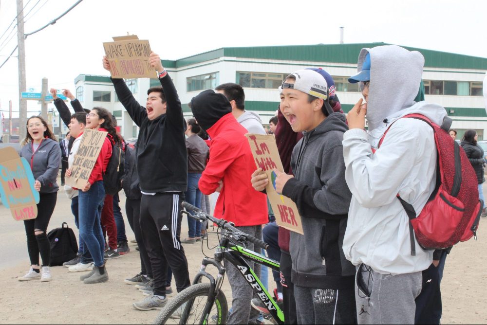 Climate protest Inuksuk.