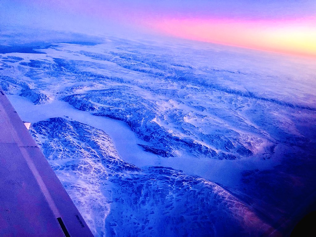 Sun and shadow meet near Kangiqsujuaq, Nunavik, as seen from a flight from Sanikiluaq to Iqaluit, Nunavut, on Tuesday, Jan. 28. (Photo courtesy of Andrew Bresnahan)